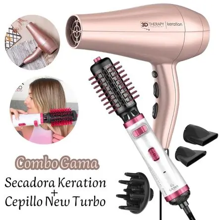 Spedizione Mondiale COMBO SECADORA GAMA KERATION + CEPILLO SECADOR GAMA NEW TURBO-ANTIFRIZZ