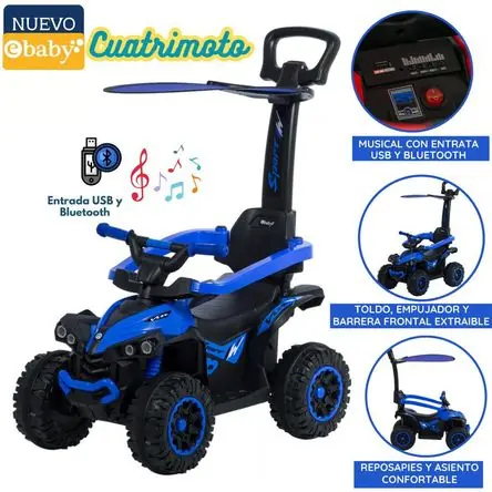 Cuatrimoto Musical con Luces y Sombrilla Azul EB357 Promozione