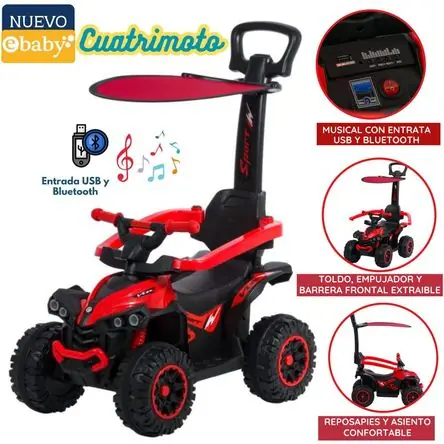 Cuatrimoto Musical con Luces y Sombrilla ROJO EB357 Esclusivo