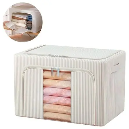 Cesta Plegable Para Sabanas Ropa Rayada Beige  604BG02 Nuova Collezione