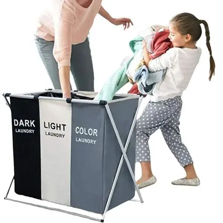 Cesta Plegable Organizador De Lavandería De 3 Divisiones 4030004 Popolare