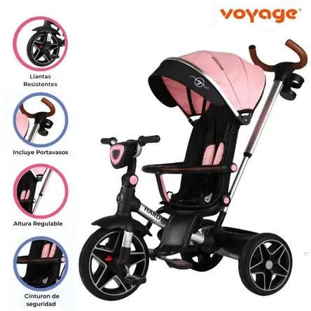 Popolare Triciclo Guiador Reversible 360° «HARDY» Pink