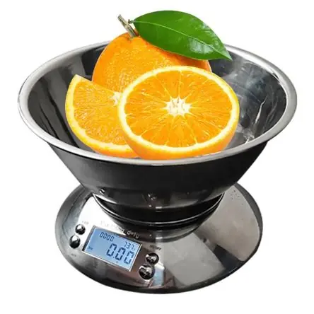 Nuovo Arrivo Balanza Digital Gramera 5kg Acero Inoxidable con Temporizador y Termómetro para Cocina