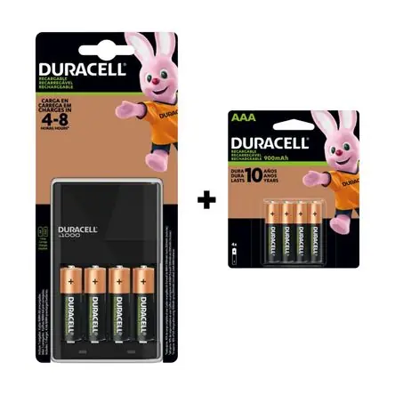 Saldi Kit Pilas Recargables 2500 mAh +Cargador + 4 pilas recargables AAA (N)