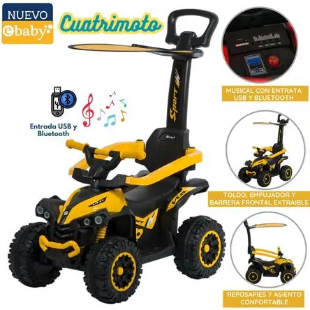 Cuatrimoto Musical con Luces y Sombrilla AMARILLO EB357 Compra Oggi Stesso