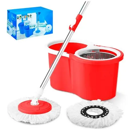 Trapeador con Escurridor Giratorio Automático 2 Mopas Rojo 88S Professionale