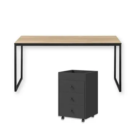Combo Nox Escritorio Duna + Cajonera Negra Coricha Home Occasione