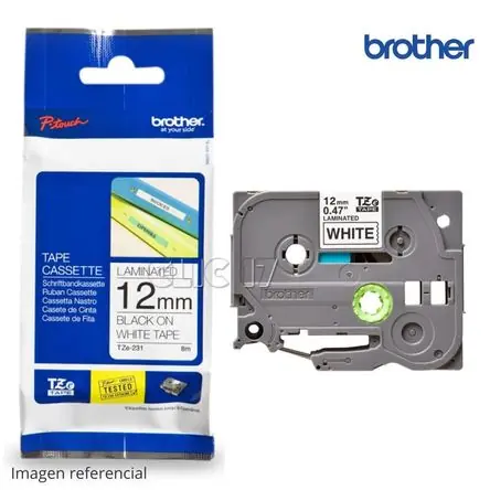 Cinta Brother TZE-231 Negro Sobre Blanco 1.2plg 12mm Sconto