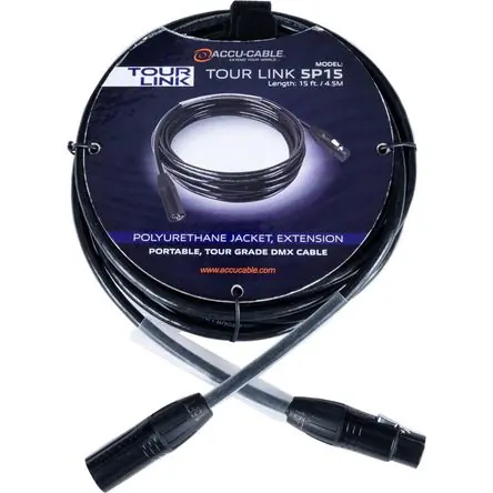 Migliore Qualità American DJ Tour Link 5P15 Cable DMX Profesional de 5 Pines (15') - Rendimiento y Durabilidad Inigua