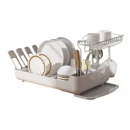 Promozione Escurridor de Platos Dos Niveles con Soporte para Copas Blanco
