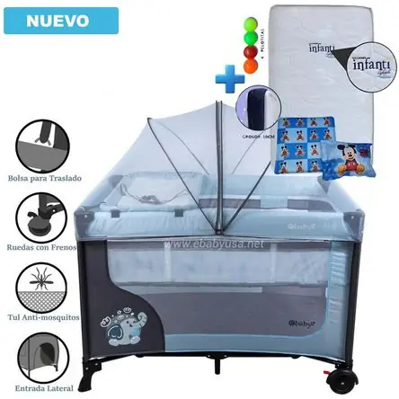 Ultima Occasione Cuna Corral Ebaby Happy Dream Celeste +Colchón