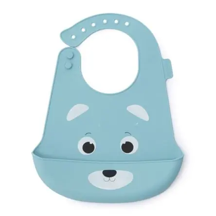 Miglior Prezzo Babero Maternelle con Bolsillo de Silicona Osito para Bebés y Niños Celeste