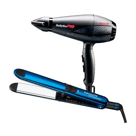 Combo BabylissPRO Alisadora Optima 3300 BBC3300TPE y Secador Black Star B6200PE Migliore Qualità