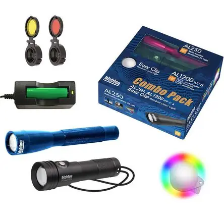 Combo de Luces de Buceo Bigblue AL1300WP y Blue AL250 con Clip Arcoíris Di Tendenza