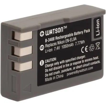 Prezzo Conveniente Batería de Litio Watson EN-EL9A (7.4V, 1000mAh) - Reemplazo para Nikon EN-EL9A y EN-EL9