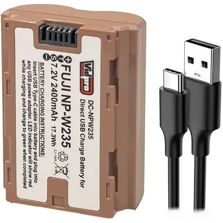 Originale Batería Vidpro NP-W235 Tipo con Carga USB-C para FUJIFILM X-T5 y Más - 7.2V, 2400mAh, Puerto de Carg