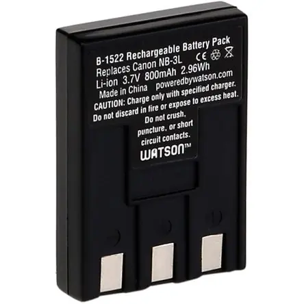 Batería de Litio-Ion Watson NB-3L (3.7V, 800mAh) - Reemplazo para Batería Canon NB-3L Occasione