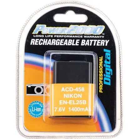 Offerta Speciale Batería Power2000 ACD-458 para EN-EL25 - Compatible con cámaras Nikon Z30 y Z50, 7.6V, 1400mAh, Reem