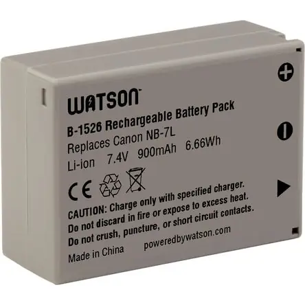 Ultima Occasione Batería de Litio Watson NB-7L (7.4V, 900mAh) - Reemplazo para Canon NB-7L