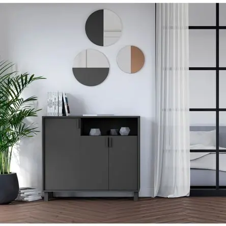 Offerta Zapatera Recibidor Sara 3 Puertas Negro R&R MUEBLES