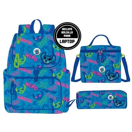 Lusso Pack Escolar Mochila Oficio Premium Disney Stitch Azul