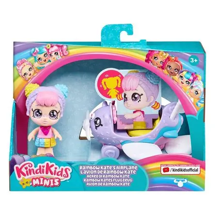 Muñeca Kindi Kids Minis - El Avion De Rainbow Kate 8 Cm Esclusivo