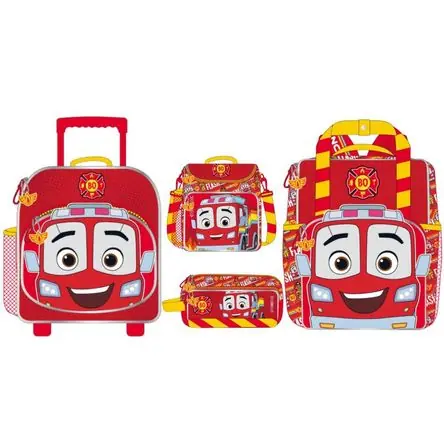 Pack 4 Maleta Mochila Nido Premium Disney Firebuds Rojo Popolare