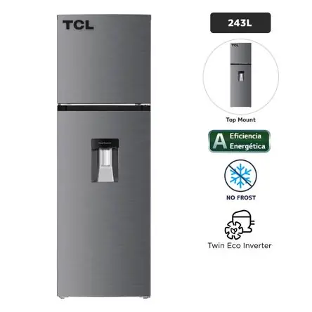 Refrigeradora TCL 243L No Frost Grey Inox Occasione