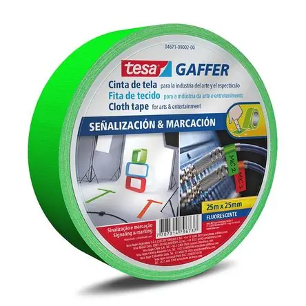 Cinta de Tela Verde Fluorescente 04671 25mm x 25m Tesa Affare