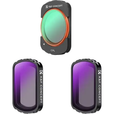K&F Concept Kit de Filtros Nano-X de 3 Piezas para DJI Osmo Pocket 3 (CPL, ND4, ND8) - Vidrio Óptico Reso Gratuito
