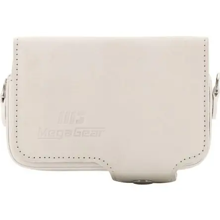 Moderno Funda de Cuero MegaGear con Asa para Cámaras Sony Cyber-shot (Blanca)