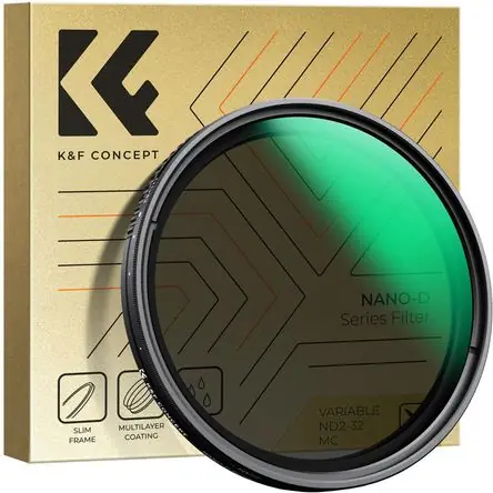 Filtro K&F Concept Nano-D Series ND2-ND32 (77mm, 1-5 Stops) - Vidrio Óptico Multicapa, Marco de Alum Premium