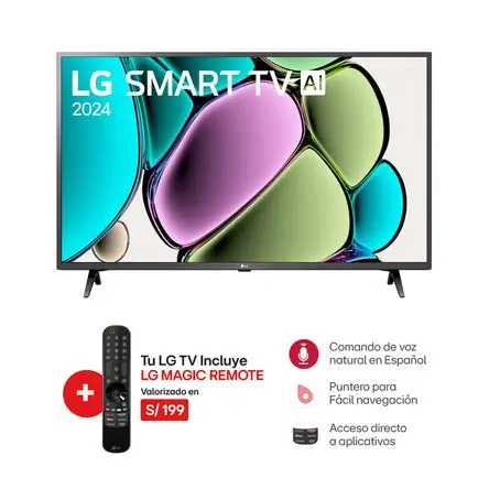 Alta Qualità Televisor LG 43 Pulg LED Smart TV Full HD con ThinQ AI 43LR6000PSA - Control Inteligente Magic