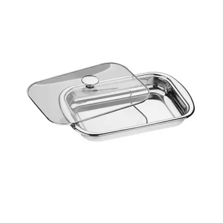 Artigianale BANDEJA PARA HORNEAR O SERVIR TRAMONTINA C/TAPA DE VIDRIO