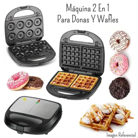 Professionale Maquina Para Hornear Donas Y Waffles 2 En 1 Raf 850watts