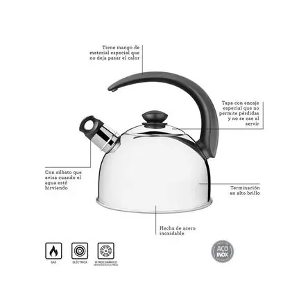 Tetera TRAMONTINA Acero. Inox cap 3 L Migliore Qualità
