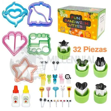 Sconto Set de 32 Piezas de Moldes Cortadores de Sándwich para Niños Loncheras Divertidas