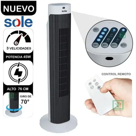 Ventilador de Aire Sole Tipo Torre Sole 76cm SOLAIR019 Blanco Offerta Del Giorno