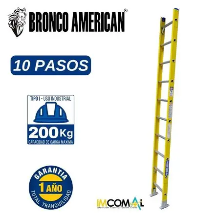 Occasione Escalera Fibra de Vidrio Arrimo de 10 Pasos Cap. Carga Max: 200 Kg Bronco American