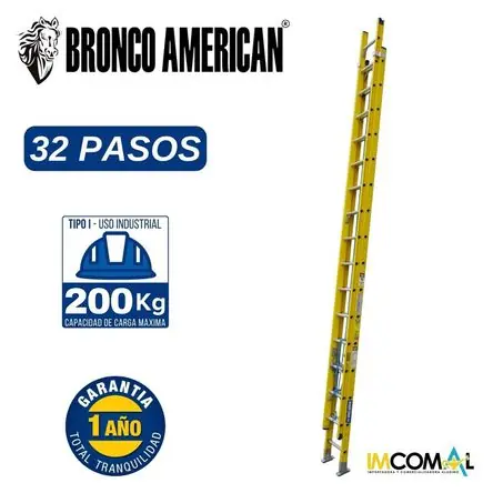 Prezzo Conveniente Escalera Fibra de Vidrio Telescópica de 32 Pasos Cap. Carga Max: 200 Kg Bronco American
