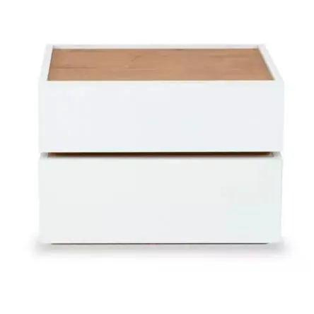 Mesa de Noche Rafael Moderna color Blanco/Marrón 2 cajones TU MESITA Bestseller