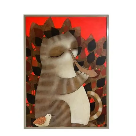 Cuadro Decorativo Cantar Felino 83x63 cm Artigianale