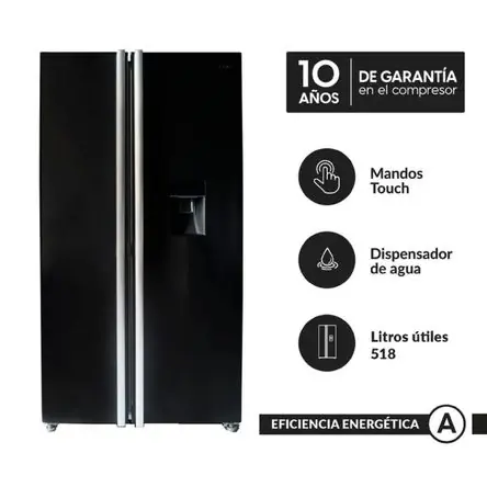 Refrigeradora FDV Deluxe Prestige Black 514L Syde by Syde con Dispensador Soddisfatti O Rimborsati