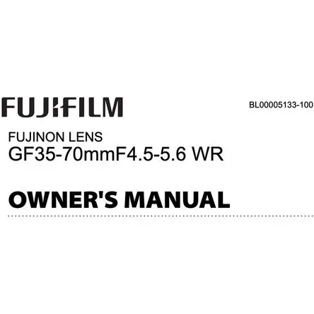Manual del Propietario de FUJIFILM para el Objetivo GF 35-70mm f/4.5-5.6 WR - Manual del Producto Fí Promo Stagionale