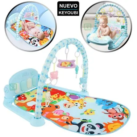Gimnasio Piano Para Bebé con luces y música Panda Celeste Promozione