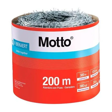 Nuovo Arrivo Alambre de Púas Motto 1.5mm 200m Prodac Plata Resistente a la Corrosión