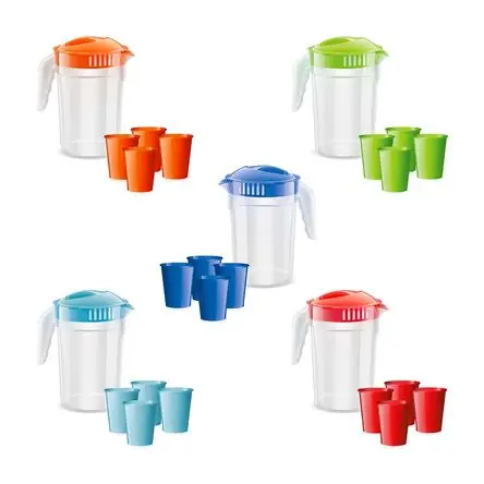 Set jarra x 4 litros + 4 vasos Liso Polinplast Occasione Imperdibile