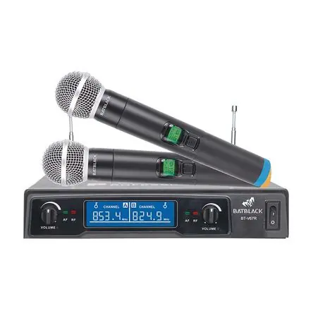 Micrófono Batblack doble inalámbrico VHF Display Professionale
