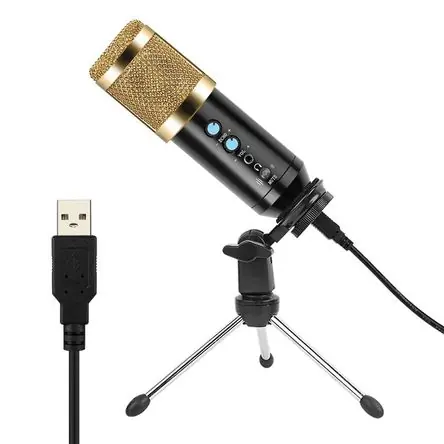 Compra Online Microfono Condensador Profesional BM858BP USB Estudio de Grabación PC Dorado