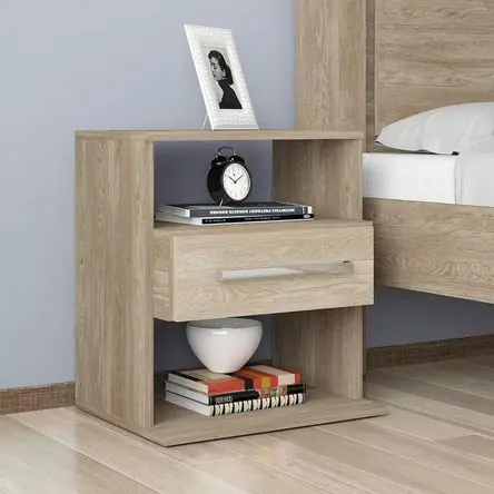 Mesa De Noche de Melamina Osrava Caramelo Blanco 48X52x37cm TU MESITA Compra Oggi Stesso